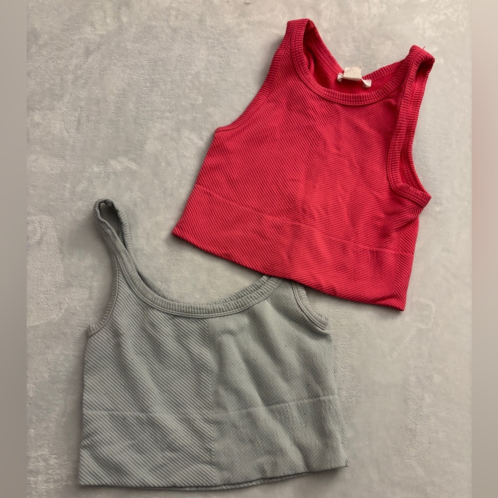 Pink and Blue Ribbed Tank Tops